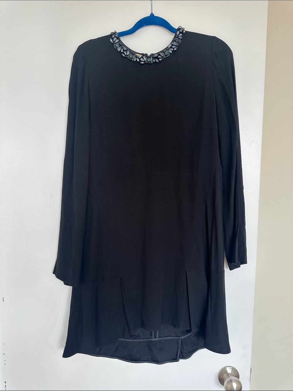 Marni Black Long-Sleeve Tunic with Jeweled Collar